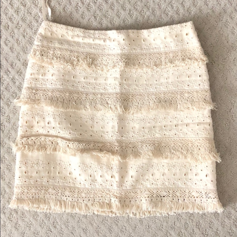 Anthropologie Cream Textured Skirt